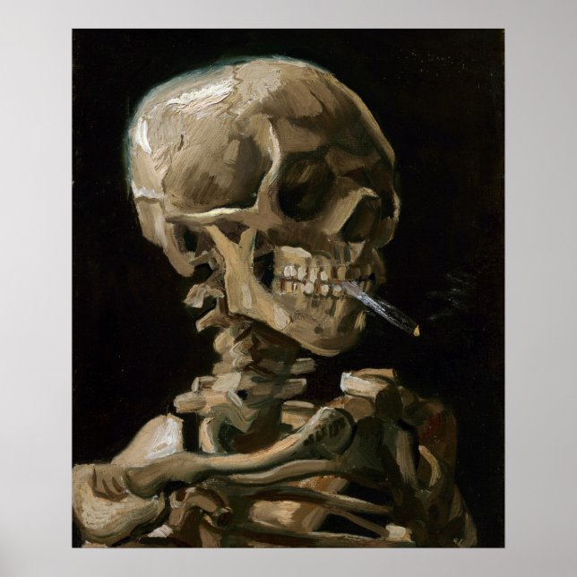Poster Crânio com cigarro queimado Vincent van Gogh Art (Frente)