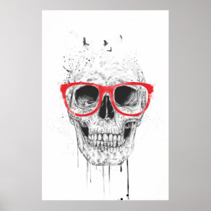 Poster Crânio com vidros vermelhos
