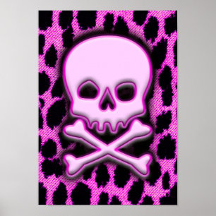 Póster Crânio cor-de-rosa do leopardo