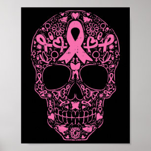 Poster Crânio Crânio Fita Rosa Fita Calavera Cancer Awa