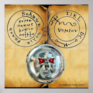 PÓSTER CRÂNIO CROMO E PIRATAS ANTICOS MAPA DE TRATAMENTO