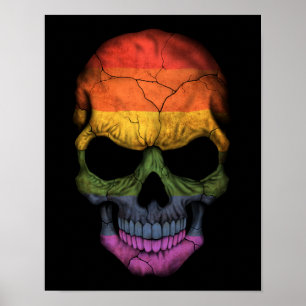 Poster Crânio customizável com a bandeira do arco-íris