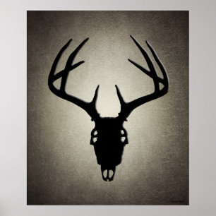 Póster Crânio da caça dos cervos com Antlers