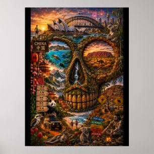 Poster Crânio da China Arte Impressa Estado de Espírito