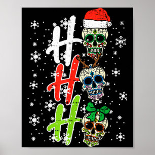 Poster Cranio de Açúcar de Natal Ho Ho Ho Xmas Mexicano H