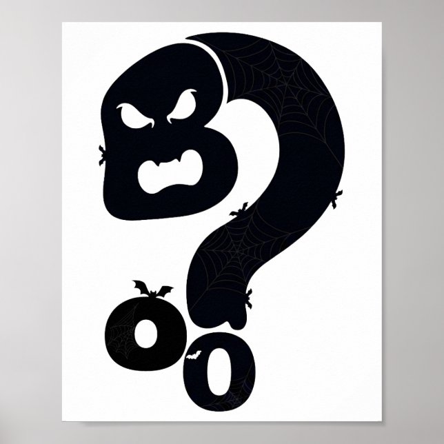 Poster Crânio de Boo com Ponto de Interrogação (Frente)