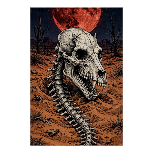 Póster Crânio de Chupacabra — Noite no Deserto (Frente)