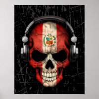 Crânio de Dj Peruano Arranjado com Fones de ouvido