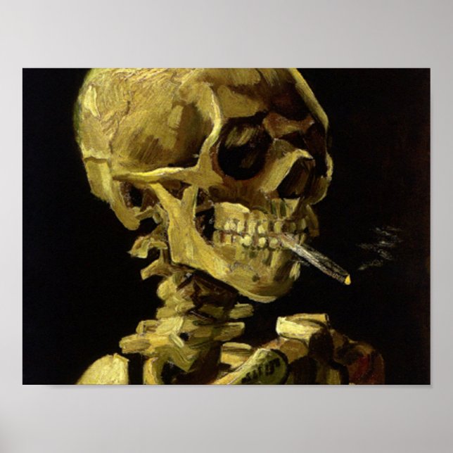 Poster Crânio de esqueleto com queima de cigarro Vincent (Frente)