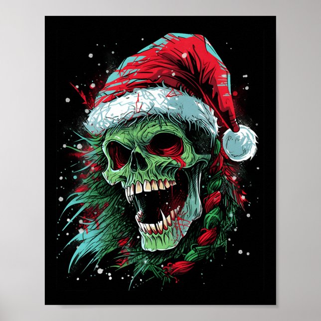 Poster Crânio de Feriado Elevado Seu Loo de Natal (Frente)