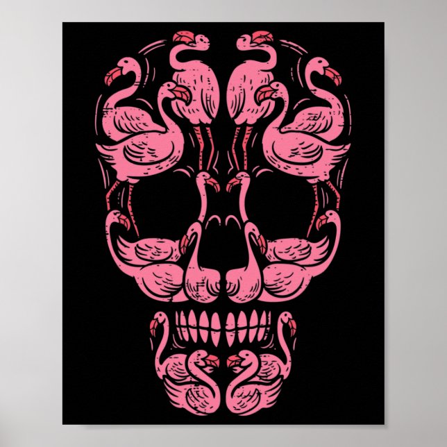 Poster Crânio de Flamingo Conscientização Câncer de Mama  (Frente)
