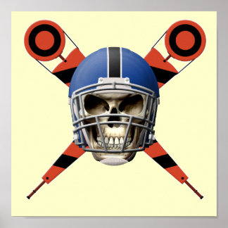 Póster Crânio de futebol com Helmet e Yard Markers