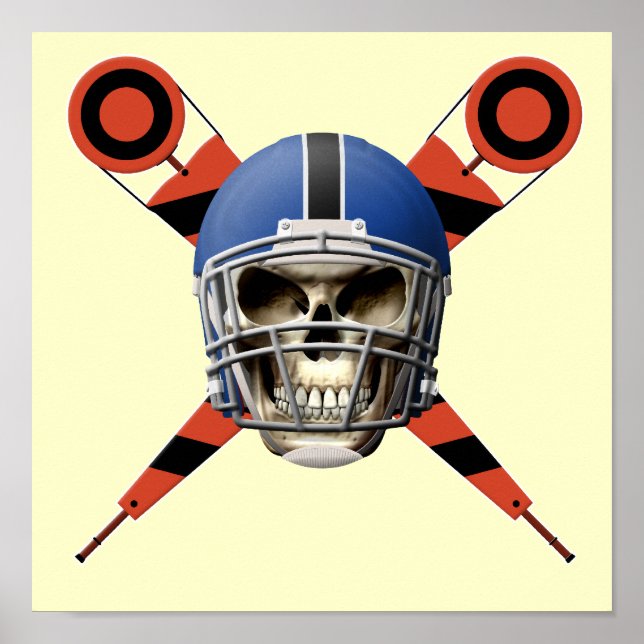 Póster Crânio de futebol com Helmet e Yard Markers (Frente)