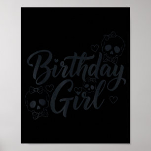 Poster Crânio de Menina de Aniversário Esqueleto Amante F