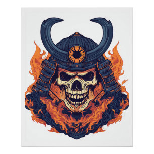 Póster Cranio de Oni Samurai