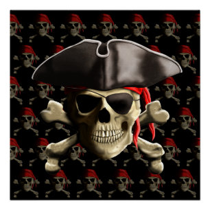 Póster Crânio De Pirata E Chapéu
