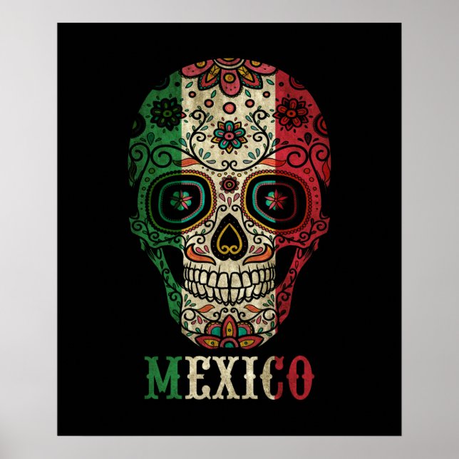 Poster Crânio de Sinalizador do México (Frente)