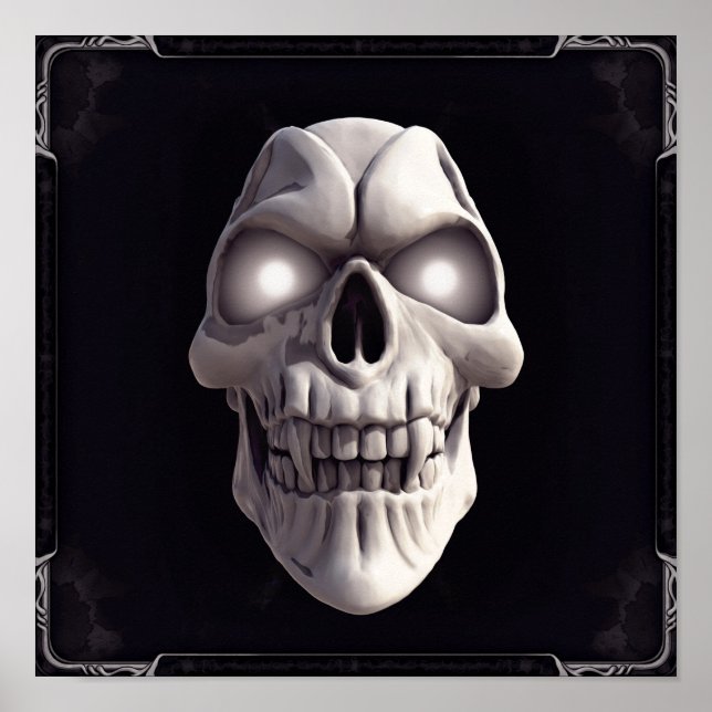 Poster Crânio de vampiro com olhos brilhantes (Frente)