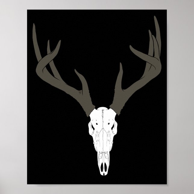 Poster Crânio de Veado Branco Personalizável (Frente)