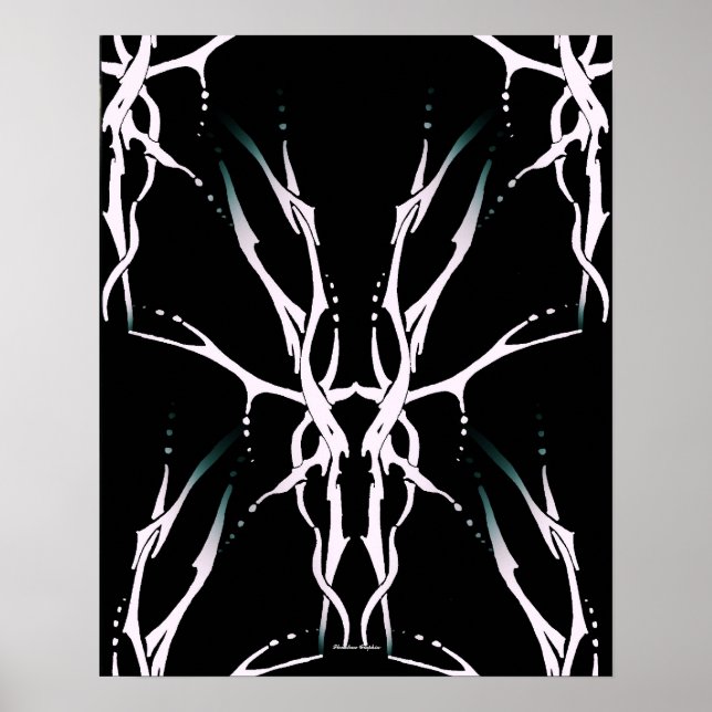 Póster Crânio de Veado Desenho Tribal para caçadores de v (Frente)