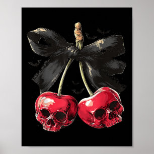 Poster Cranio de Verão Assustador Cereja Halloween Coquet