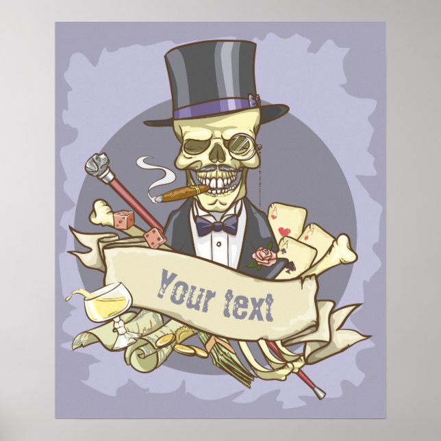 Poster Crânio de Vintagem Personalizável (Frente)