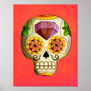 Poster Crânio do açúcar de Diâmetro de Los Muertos