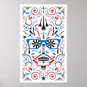 Poster crânio do açúcar do barbeiro