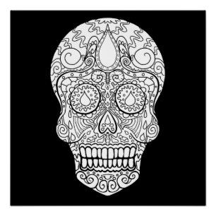 Póster Crânio do açúcar do gotejamento - dia do morto