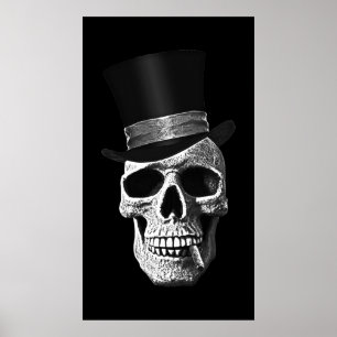 Póster Crânio do chapéu alto