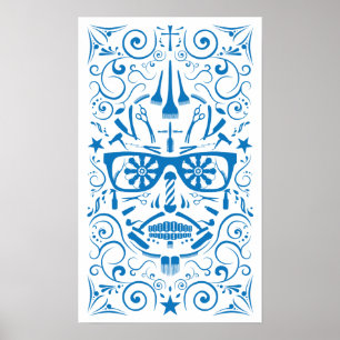 Póster crânio do punk do barbeiro