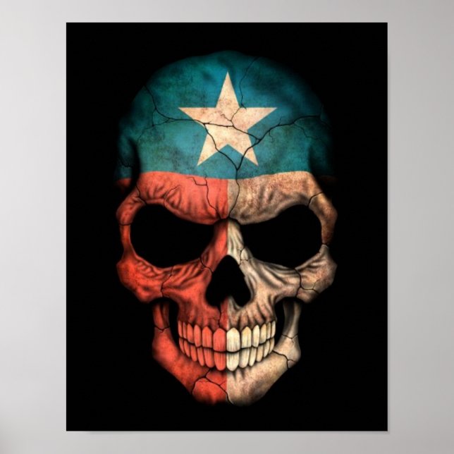 Póster Crânio do Texas Flag em preto (Frente)