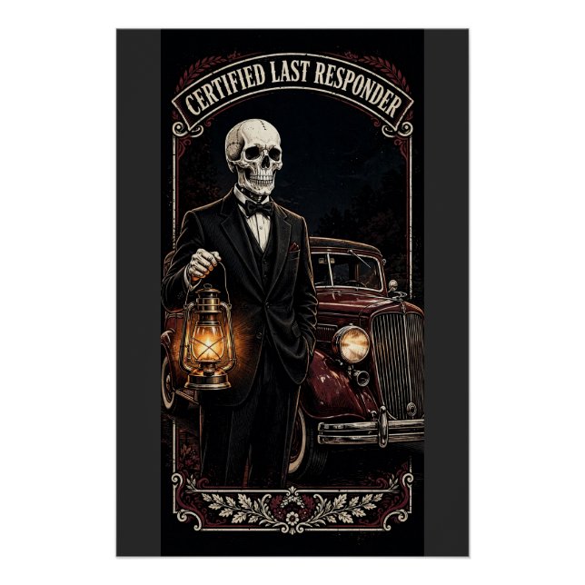Póster Crânio do Último Respondedor — Serviço Funerário (Frente)