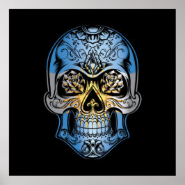 Poster Crânio E Bandeira De Rosas Da Argentina