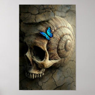 Póster Crânio e borboleta