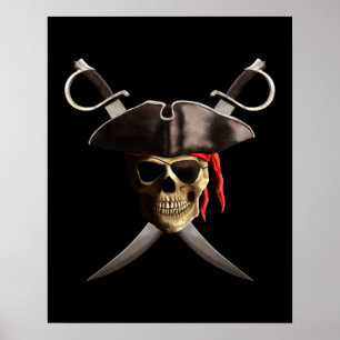 Póster Crânio e espadas do pirata