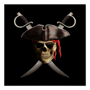 Póster Crânio e espadas do pirata
