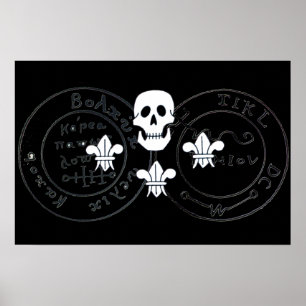 POSTER CRÂNIO E FLOUR DE LIS / MAPAS DO TESOURO DOS PIRAT