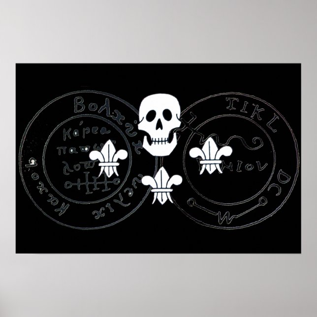 POSTER CRÂNIO E FLOUR DE LIS / MAPAS DO TESOURO DOS PIRAT (Frente)