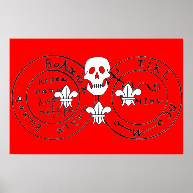 PÓSTER CRÂNIO E FLOUR DE LIS / MAPAS DO TESOURO DOS PIRAT (Frente)