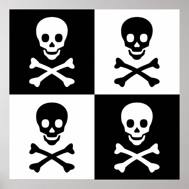 Póster Crânio e ossos cruzados (Frente)