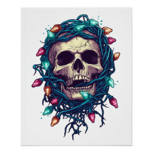 Póster Crânio Emaranhado do Skullmas - Esqueleto Divertid