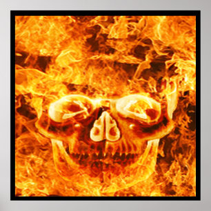 Poster Crânio flamejante do fogo