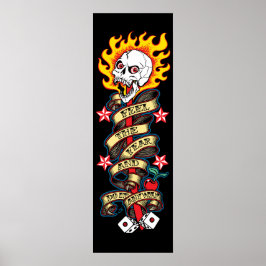 Poster Crânio flamejante sente o medo