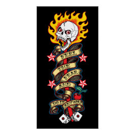 Póster Crânio flamejante sente o medo