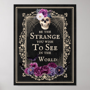 Poster Crânio Floral Fronteira Vintage Engraçada Cotação 