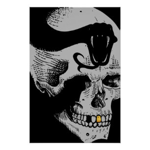Póster Crânio Gótico com Cobra
