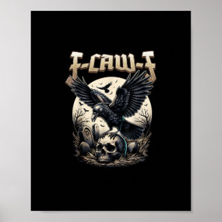 Poster Crânio Gótico F Croak F Humor de Corvo Gráfico