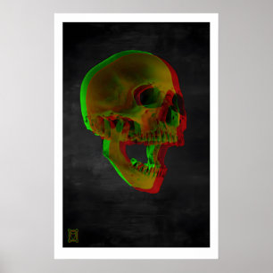 Poster Crânio Gritando Arte Impressa Parede Horrível Góti