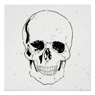Póster Crânio Negro Assustado do Halloween